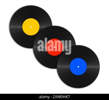 ensemble de disques de vinyle abstraits sur un fond blanc Banque D'Images