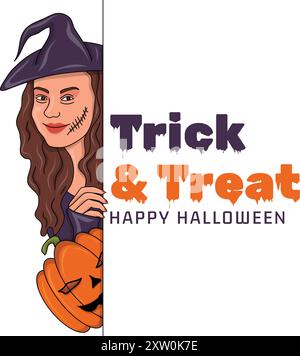 Bonne carte de voeux Halloween, affiche, illustration vectorielle Illustration de Vecteur