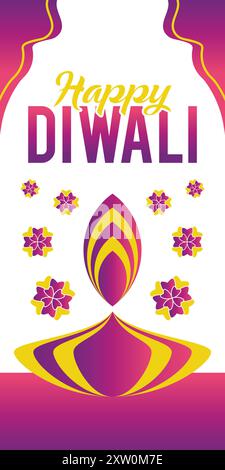 Happy Diwali vertical bannière, affiche, modèle de vecteur Illustration de Vecteur