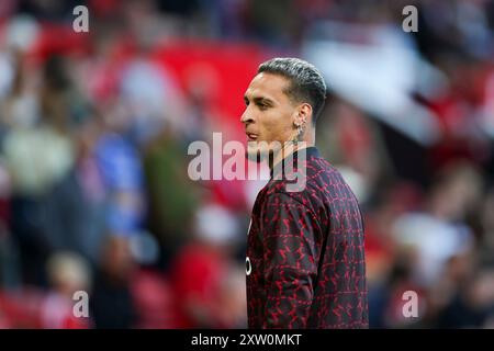 Manchester, Royaume-Uni. 16 août 2024. Antony (21 ans), attaquant Manchester United, lors du match Manchester United FC contre Fulham FC English premier League à Old Trafford, Manchester, Angleterre, Royaume-Uni le 16 août 2024 crédit : Every second Media/Alamy Live News Banque D'Images