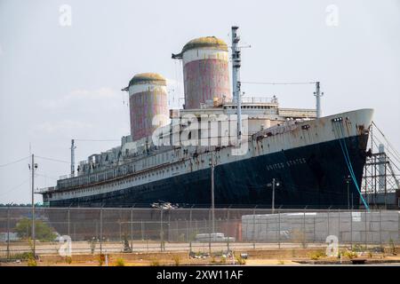 Ocean Liner SS United States amarre à Philadelphie Pennsylvanie PA TRANS Atlantic Passenger ship de 1951 à 1969 Banque D'Images