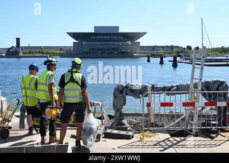 Copenhague, Danemark - 1er août 2024 : Front ouvrier de l'Opéra de Copenhague (Operaen). Banque D'Images