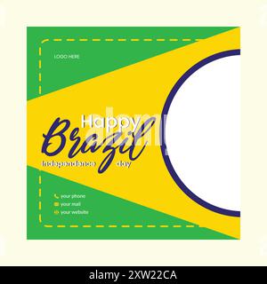 Affiche du jour de l'indépendance du Brésil, 7 septembre, médias sociaux, Design créatif Illustration de Vecteur