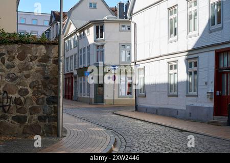 Straßenszene in der historischen Altstadt von Schwerin Banque D'Images