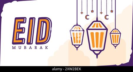 Bannière de l'Eid Mubarak, affiche de l'Eid Illustration de Vecteur