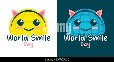 Smile Day Cute face Emoji Template Illustration de Vecteur