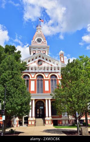 Pontiac, Illinois, États-Unis. Le palais de justice du comté de Livington a été construit en 1874-1875 dans le style de l'architecture du second Empire. Banque D'Images