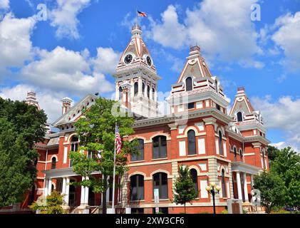 Pontiac, Illinois, États-Unis. Le palais de justice du comté de Livington a été construit en 1874-1875 dans le style de l'architecture du second Empire. Banque D'Images