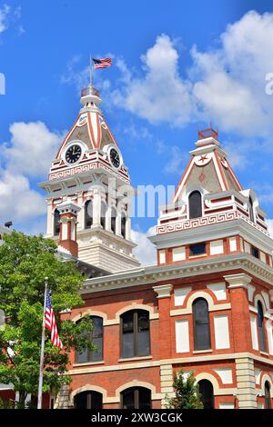 Pontiac, Illinois, États-Unis. Le palais de justice du comté de Livington a été construit en 1874-1875 dans le style de l'architecture du second Empire. Banque D'Images