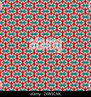 Rétro style des années 1970 rouge et vert motif du milieu du siècle Banque D'Images