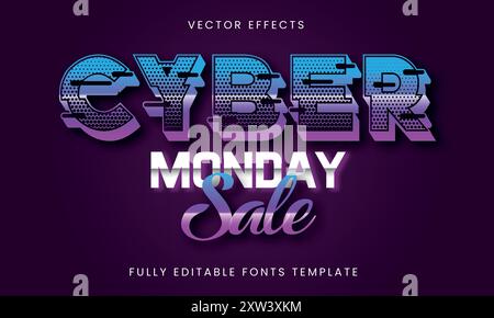 Cyber Monday Sale Neon Text Effect modèle modifiable Illustration de Vecteur