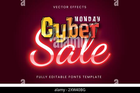 Modèle modifiable d'effet de texte Cyber Monday Sale Illustration de Vecteur