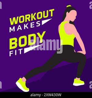 Article sur les réseaux sociaux de l'entraînement physique Illustration de Vecteur