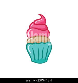 Clipart cupcake, dessiné à la main, isolé Illustration de Vecteur