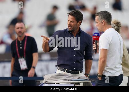 Londres, Royaume-Uni. 17 août 2024. Jamie Redknapp avant le West Ham United FC contre Aston Villa FC au London Stadium, Londres, Angleterre, Royaume-Uni le 17 août 2024 crédit : Every second Media/Alamy Live News Banque D'Images