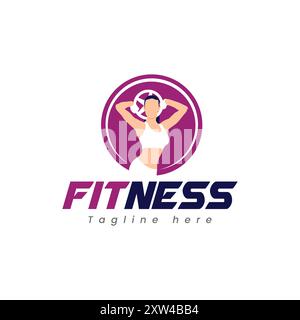 Design du logo de femme de fitness Illustration de Vecteur