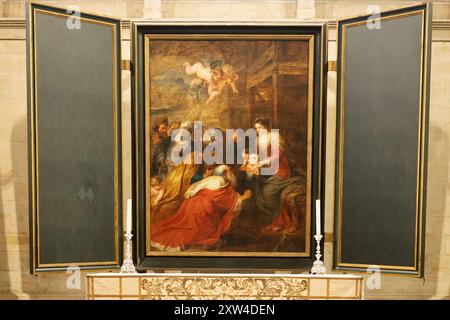 Peinture de Peter Paul Rubens, 'L'Adoration des Mages', 1633-34, Kings College Chapel Cambridge Royaume-Uni. Art du XVIIe siècle, tradition baroque flamande Banque D'Images