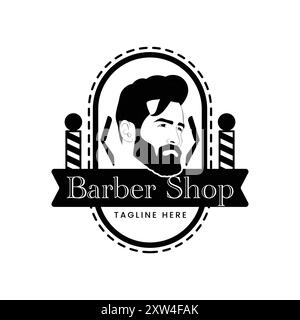 Logo Vintage de salon de coiffure Illustration de Vecteur