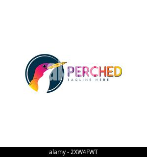 Motif perché oiseau logo Illustration de Vecteur