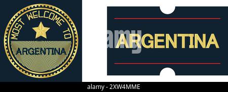 Bienvenue Argentine timbre sceau et autocollant, illustration vectorielle image modifiable abstraite Illustration de Vecteur
