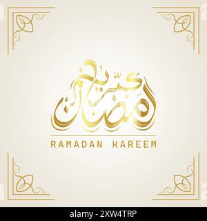 Ramadan Kareem carte de voeux de luxe, design d'or, calligraphie arabe Illustration de Vecteur