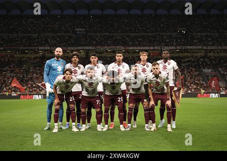 Milan, Italie. 17 août 2024. Alignez-vous avant le match de football Serie A entre Milan et Turin au stade San Siro de Milan, dans le nord de l'Italie - samedi 17 août 2024. Sport - Soccer . (Photo de Marco Alpozzi/Lapresse) crédit : LaPresse/Alamy Live News Banque D'Images