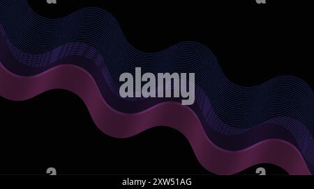 Design abstrait Wave dans les tons de violet et bleu Illustration de Vecteur