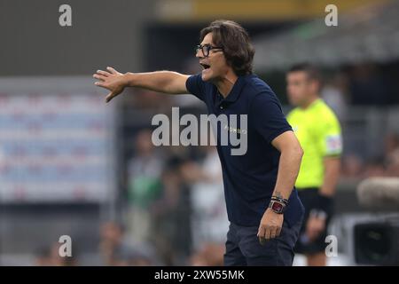 Milan, Italie. 17 août 2024. Paolo Vanoli L'entraîneur-chef du Torino FC réagit lors du match de Serie A à Giuseppe Meazza, Milan. Le crédit photo devrait se lire : Jonathan Moscrop/Sportimage crédit : Sportimage Ltd/Alamy Live News Banque D'Images