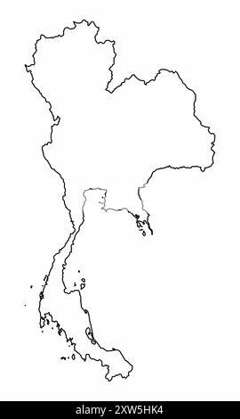 Carte de contour de la Thaïlande isolé sur fond blanc Illustration de Vecteur