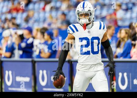 17 août 2024 : sécurité des Colts d'Indianapolis Nick Cross (20 ans) lors du match de pré-saison de la NFL contre les Arizona Cardinals au Lucas Oil Stadium à Indianapolis, Indiana. John Mersits/CSM. Banque D'Images