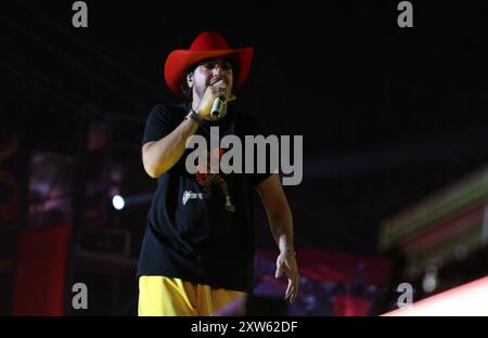 Sao Paulo, Sao Paulo, Brésil. 17 août 2024. SAO PAULO (SP), 17/08/2024- FARRAIAL/SHOW/NATTAN/SP- spectacle du chanteur Nattan, pendant Farraial, l'un des plus grands festivals de musique country au Brésil, qui se tient à Arena Anhembi, dans la ville de Sao Paulo, ce samedi 17 août 2024. (Foto : Leco Viana/Thenews2/Zumapress) (crédit image : © Leco Viana/TheNEWS2 via ZUMA Press Wire) USAGE ÉDITORIAL SEULEMENT! Non destiné à UN USAGE commercial ! Banque D'Images