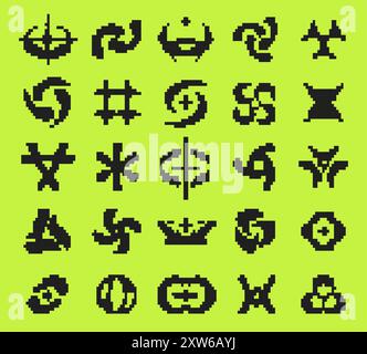 Actif de style de pixel Y2K. formes abstraites vectorielles 8 bits Illustration de Vecteur