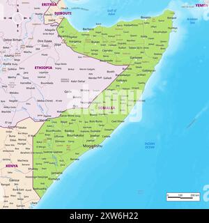 Carte politique détaillée de la Somalie Illustration de Vecteur