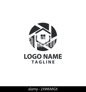 vecteur de conception de logo de maison d'obturateur Illustration de Vecteur
