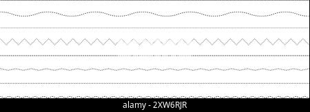 Diverses lignes pointillées et pointillées pour la conception graphique. Illustration de Vecteur