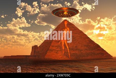 Constructeurs de pyramides extraterrestres Banque D'Images