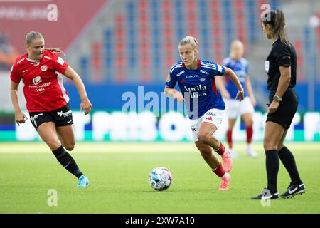 Oslo, Norvège, 17 août 2024 : Stine Nybo Brekken (30 Valerenga) contrôle le ballon lors du match de football de la Ligue Toppserien entre Valerenga et Arna Bjornar à Intility Arena à Oslo, Norvège (Ane Frosaker / SPP) Banque D'Images