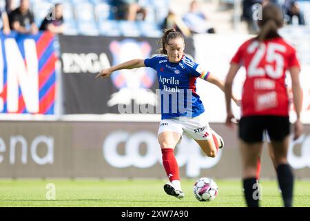 Oslo, Norvège, 17 août 2024 : Janni Bogild Thomsen (7 Valerenga) tire le ballon lors du match de football de la Ligue Toppserien entre Valerenga et Arna Bjornar à Intility Arena à Oslo, Norvège (Ane Frosaker / SPP) Banque D'Images