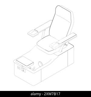 Contour de chaise de spa pour laver les pieds des clients. Contour de chaise de massage fond blanc isolé. Illustration vectorielle. Vue isométrique. Illustration de Vecteur