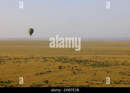 Une belle balade en montgolfière tôt le matin au-dessus du Masai Mara au Kenya Banque D'Images