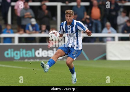 Louis Stephenson de Hartlepool United lors du match de Vanarama National League entre Hartlepool United et Southend United à Victoria Park, Hartlepool, samedi 17 août 2024. (Photo : Mark Fletcher | mi News) Banque D'Images