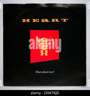 Couverture photo de la version unique de sept pouces de What About Love? By Heart, sorti en 1985 Banque D'Images