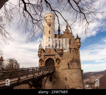 Les lieux uniques de l'Alb souabe en Allemagne. Château Lichtenstein en Allemagne Banque D'Images