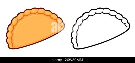 Pâtisserie dessinée à la main, rotation ou boulettes. Dessin en couleur et icône de ligne noir et blanc. Dessin animé doodle, illustration vectorielle clipart. Illustration de Vecteur