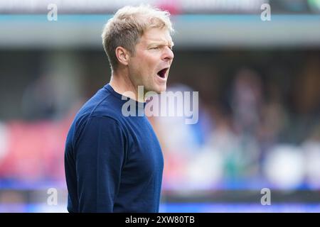 Jens Foensskov Olsen (entraîneur de la FCN) lors du match de Superliga opposant Silkeborg IF au FC Nordsjaelland au JYSK Park à Silkeborg le dimanche 18 août 2024. (Photo : Claus Fisker/Ritzau Scanpix) Banque D'Images