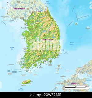 Carte politique détaillée de la Corée du Sud Illustration de Vecteur