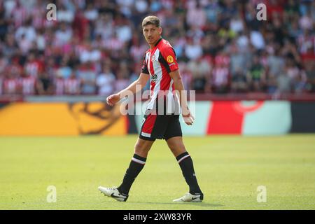 Vitaly Janelt de Brentford lors du match de premier League Brentford vs Crystal Palace au Gtech Community Stadium, Londres, Royaume-Uni, le 18 août 2024 (photo par Gareth Evans/News images) Banque D'Images