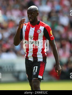 Londres, Royaume-Uni. 18 août 2024. Yoane Wissa de Brentford lors du match de premier League Brentford vs Crystal Palace au Gtech Community Stadium, Londres, Royaume-Uni, le 18 août 2024 (photo par Gareth Evans/News images) à Londres, Royaume-Uni le 18/08/2024. (Photo de Gareth Evans/News images/SIPA USA) crédit : SIPA USA/Alamy Live News Banque D'Images