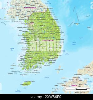 Carte politique détaillée de la Corée du Sud Illustration de Vecteur