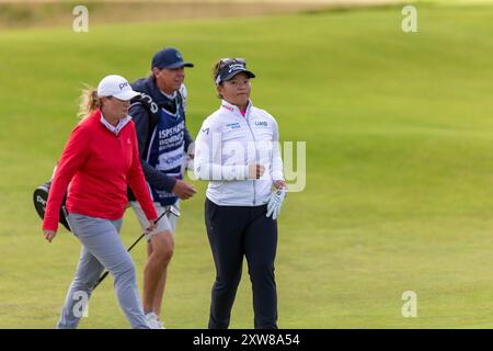 North Ayrshire, Écosse. 18 août 2024. Megan Khang lors de la dernière manche de l’ISPS HANDA Women’s Scottish Open 2024 à Dundonald Links. Banque D'Images